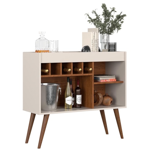 Aparador Buffet New Odin com Adega Off White/Freijó – EJ Móveis