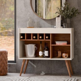 Aparador Buffet New Odin com Adega Off White/Freijó – EJ Móveis
