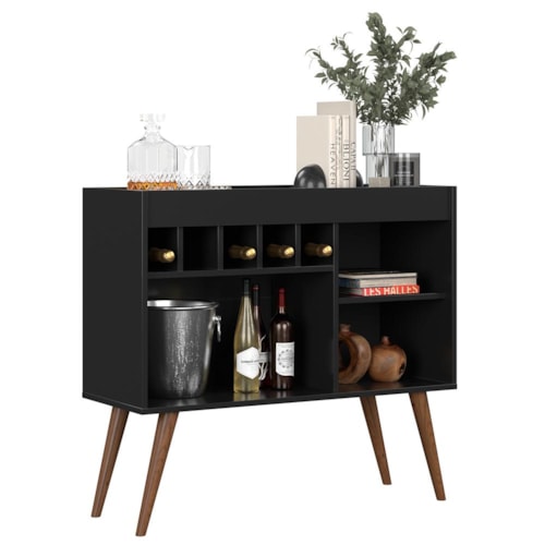 Aparador Buffet New Odin com Adega Preto – EJ Móveis