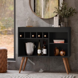 Aparador Buffet New Odin com Adega Preto – EJ Móveis