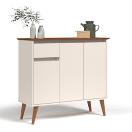 Aparador Buffet Veneza 3 Portas 1 Gaveta Off White/Freijó – EJ Móveis