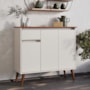 Aparador Buffet Veneza 3 Portas 1 Gaveta Off White/Freijó – EJ Móveis