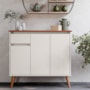 Aparador Buffet Veneza 3 Portas 1 Gaveta Off White/Freijó – EJ Móveis