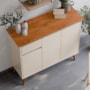 Aparador Buffet Veneza 3 Portas 1 Gaveta Off White/Freijó – EJ Móveis