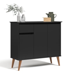 Aparador Buffet Veneza 3 Portas 1 Gaveta Preto – EJ Móveis