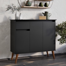 Aparador Buffet Veneza 3 Portas 1 Gaveta Preto – EJ Móveis