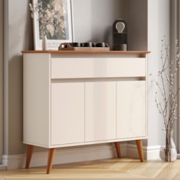 Aparador Buffet Zeus 3 Portas 1 Gaveta Off White/Freijó – EJ Móveis