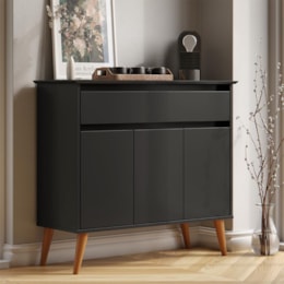 Aparador Buffet Zeus 3 Portas 1 Gaveta Preto – EJ Móveis