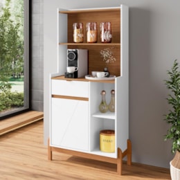 Aparador Cantinho do Café Bari 1 Porta e 1 Gaveta Branco/Cedro - Casa D Aparador Cantinho do Café Bari 1 Porta e 1 Gaveta Branco/Cedro - Casa D