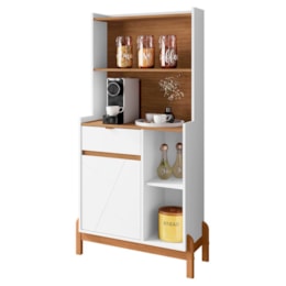 Aparador Cantinho do Café Bari 1 Porta e 1 Gaveta Branco/Cedro - Casa D Aparador Cantinho do Café Bari 1 Porta e 1 Gaveta Branco/Cedro - Casa D