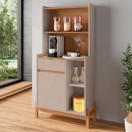 Aparador Cantinho do Café Bari 1 Porta e 1 Gaveta Off White/Cedro - Casa D Aparador Cantinho do Café Bari 1 Porta e 1 Gaveta Off White/Cedro - Casa D