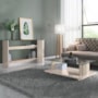 Aparador e Mesa de Centro Frizz Calacata/Off White com Tampo de Vidro - Madetec