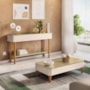 Aparador Fiero e Mesa de Centro Liz Off White/Champanhe – HB Móveis