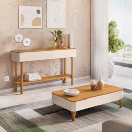 Aparador Fiero e Mesa de Centro Liz Off White/Cinamomo – HB Móveis