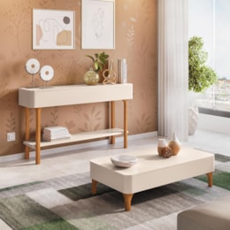 Aparador Fiero e Mesa de Centro Liz Off White – HB Móveis
