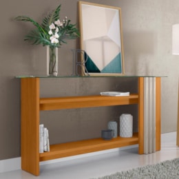 Aparador Frizz Cinamomo/Off White com Tampo de Vidro - Madetec Aparador Frizz Cinamomo/Off White com Tampo de Vidro - Madetec