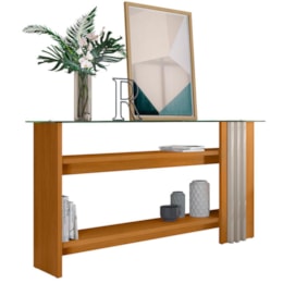 Aparador Frizz Cinamomo/Off White com Tampo de Vidro - Madetec Aparador Frizz Cinamomo/Off White com Tampo de Vidro - Madetec