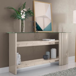 Aparador Frizz com Tampo de Vidro - Madetec Calacata/Off White