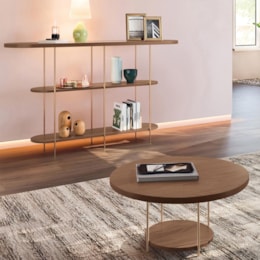 Aparador Intinity e Mesa de Centro Sky com Tampo em MDF Castanho - HB Móveis