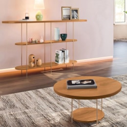 Aparador Intinity e Mesa de Centro Sky com Tampo em MDF Cinamomo - HB Móveis