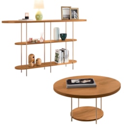 Aparador Intinity e Mesa de Centro Sky com Tampo em MDF Cinamomo - HB Móveis