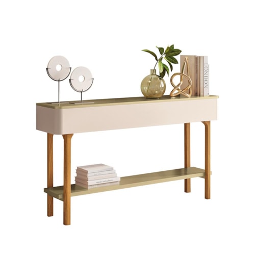 Aparador Sala de Estar Fiero Off White/Champanhe – HB Móveis
