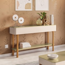 Aparador Sala de Estar Fiero Off White/Champanhe – HB Móveis