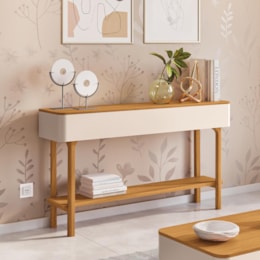 Aparador Sala de Estar Fiero Off White/Cinamomo – HB Móveis