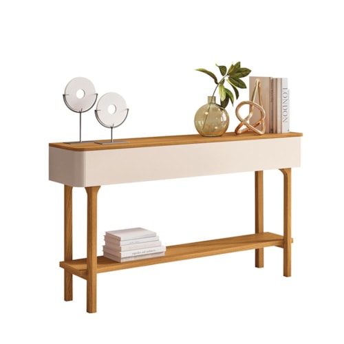 Aparador Sala de Estar Fiero Off White/Cinamomo – HB Móveis