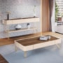 Aparador Vivant e Mesa de Centro Cadenza Off White/Castanho - HB Móveis