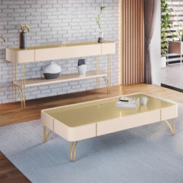 Aparador Vivant e Mesa de Centro Cadenza Off White/Champanhe - HB Móveis Aparador Vivant e Mesa de Centro Cadenza Off White/Champanhe - HB Móveis