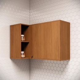 Armário Aéreo 01 Porta Canto Reto Venaly Cinamomo - Móveis Henn