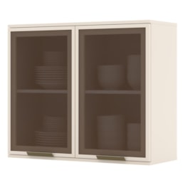 Armário Aéreo 2 Portas Vidro 80cm Connect Off White - Móveis Henn Armário Aéreo 2 Portas Vidro 80cm Connect Off White - Móveis Henn