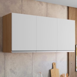 Armário Aéreo Andréia 120cm 3 Portas Amêndoa/Branco - AJL Móveis