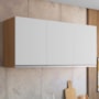 Armário Aéreo Andréia 120cm 3 Portas Amêndoa/Branco - AJL Móveis
