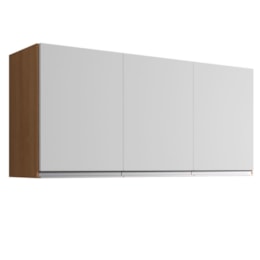 Armário Aéreo Andréia 120cm 3 Portas Amêndoa/Branco - AJL Móveis