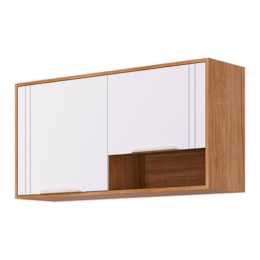 Armário Aéreo Áurea 120cm 2 Portas Cinamomo/Branco com Nicho - MGM Armário Aéreo Áurea 120cm 2 Portas Cinamomo/Branco com Nicho - MGM