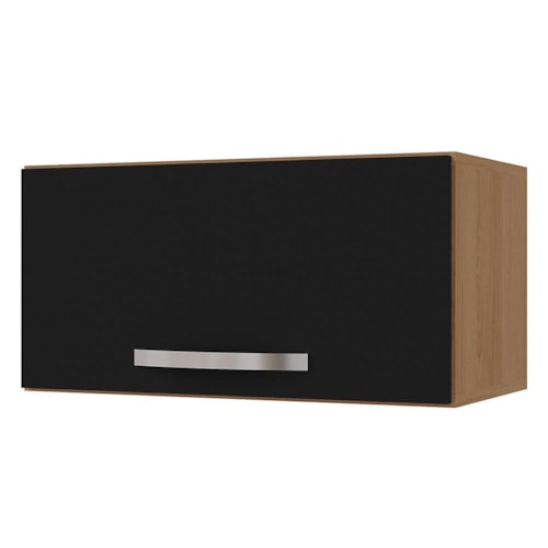 Armário Aéreo Basculante 60cm Amêndoa/Preto - AJL Móveis