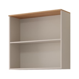 Armário Aéreo Bella 80cm 2 Portas Basculantes Off White/Freijó com Vidro - MGM Armário Aéreo Bella 80cm 2 Portas Basculantes Off White/Freijó com Vidro - MGM