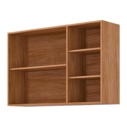 Armário Aéreo Brilhante 120cm 2 Portas Cinamomo/Off White com Vidro Reflecta e Nichos - MGM