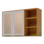 Armário Aéreo Brilhante 120cm 2 Portas Cinamomo/Off White com Vidro Reflecta e Nichos - MGM