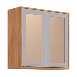 Armário Aéreo Brilhante 80cm 2 Portas Cinamomo/Platina com Vidro Reflecta - MGM Armário Aéreo Brilhante 80cm 2 Portas Cinamomo/Platina com Vidro Reflecta - MGM
