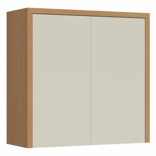 Armário Aéreo Condessa 80cm 2 Portas Carvalho/Greige - Nesher