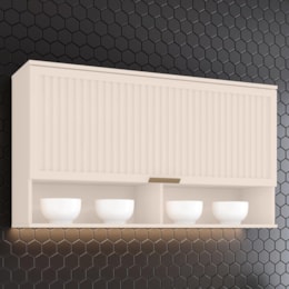 Armário Aéreo Connect 1 Porta Basculante Ripado Off White - Móveis Henn