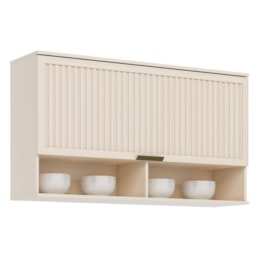 Armário Aéreo Connect 1 Porta Basculante Ripado Off White - Móveis Henn