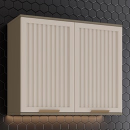 Armário Aéreo Connect 80cm 2 Portas Ripado Duna/Cristal - Móveis Henn