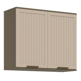 Armário Aéreo Connect 80cm 2 Portas Ripado Duna/Cristal - Móveis Henn