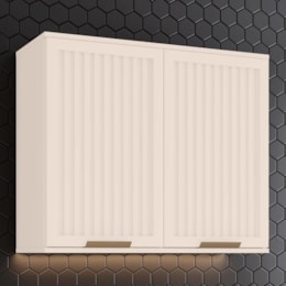 Armário Aéreo Connect 80cm 2 Portas Ripado Off White - Móveis Henn