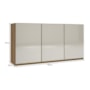 Armário Aéreo Dinamarca 120cm 3 Portas Castani com Vidro Off White - Indékes