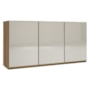 Armário Aéreo Dinamarca 120cm 3 Portas Castani com Vidro Off White - Indékes